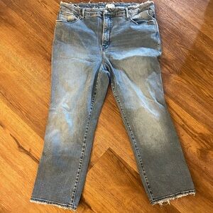 Good American Cropped Bootcut Distressed Jeans
